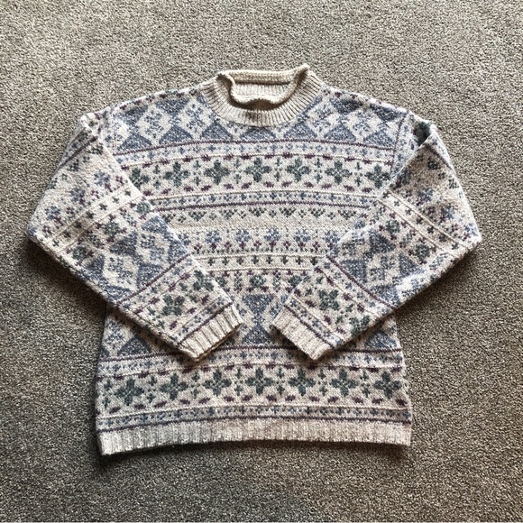 VINTAGE ALPS FINE WOMENS APPAREL SIZE LARGE GRANDPA WOOL SWEATER KNITTED PATTERN - Picture 2 of 10